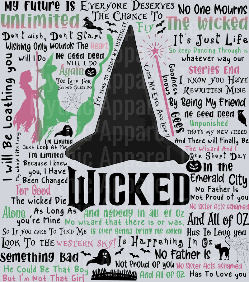 Wicked Word Collage DTF Wicked Transfers