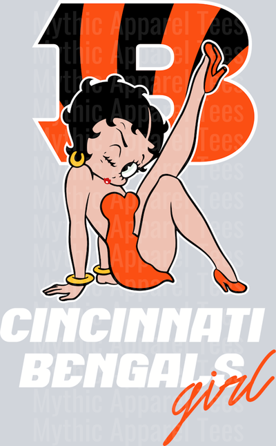 Cincinnati Bengals Girl Betty Boop DTF NFL Transfers
