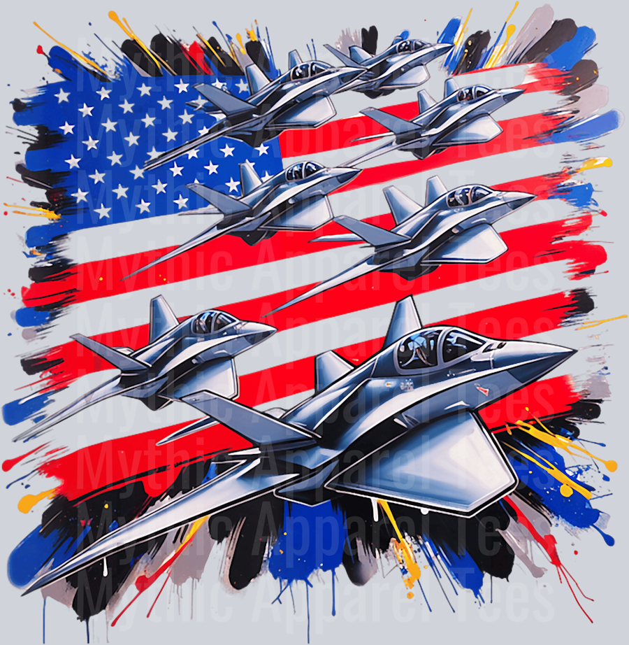 Paint splatter red white and blue Jets 2 DTF Patriotic Transfers