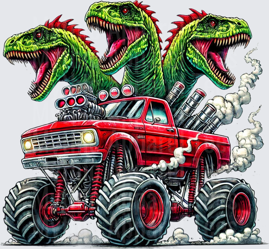 Three-Headed T-Rex Monster Truck with Supercharger Exhaust