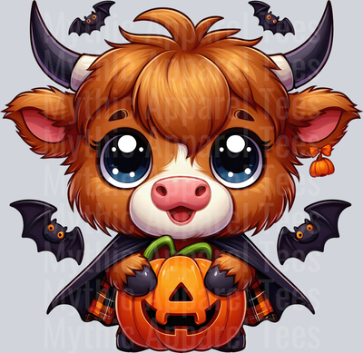 Cute cartoon halloween highland cow 13