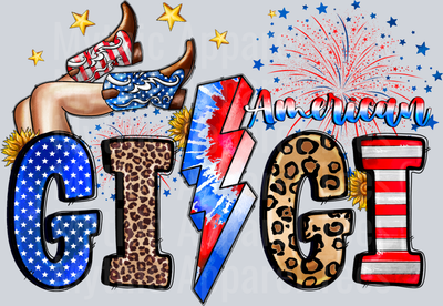 American Gigi 4th of july DTF Patriotic Transfers