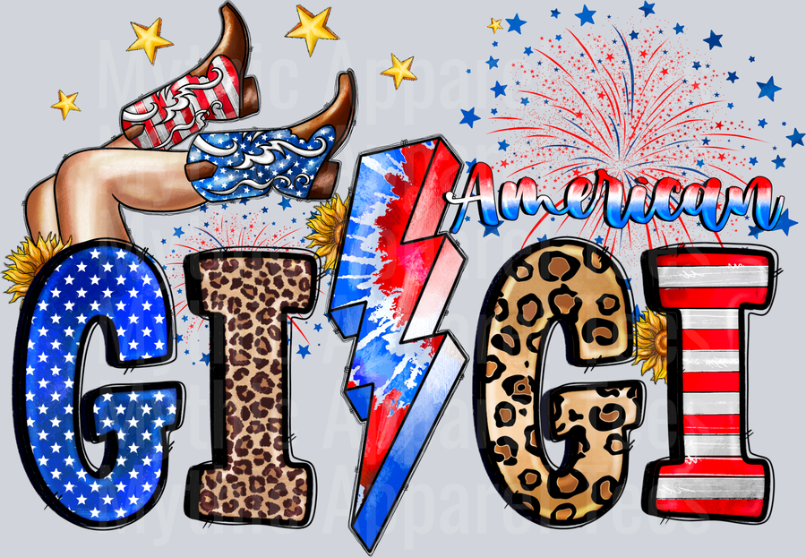 American Gigi 4th of july DTF Patriotic Transfers