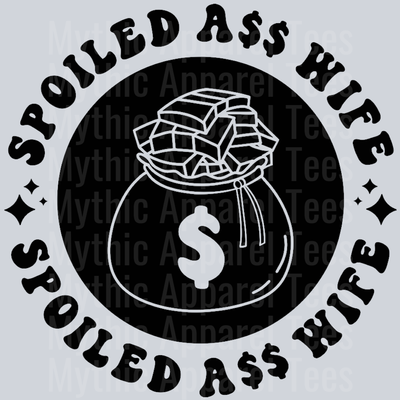 Spoiled Ass Wife Pocket Design Wavey Retro Style Funny Shirt Design