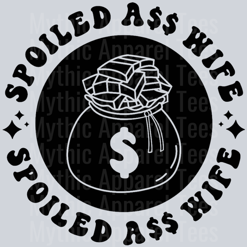Spoiled Ass Wife Pocket Design Wavey Retro Style Funny Shirt Design