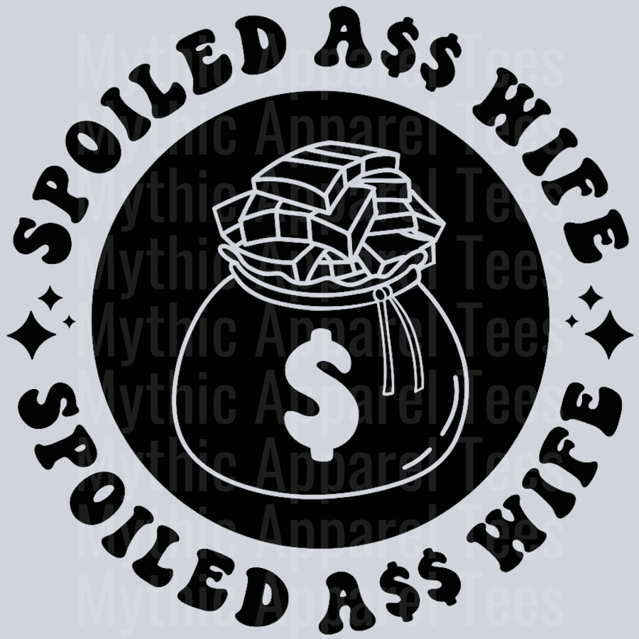 Spoiled Ass Wife Pocket Design Wavey Retro Style Funny Shirt Design