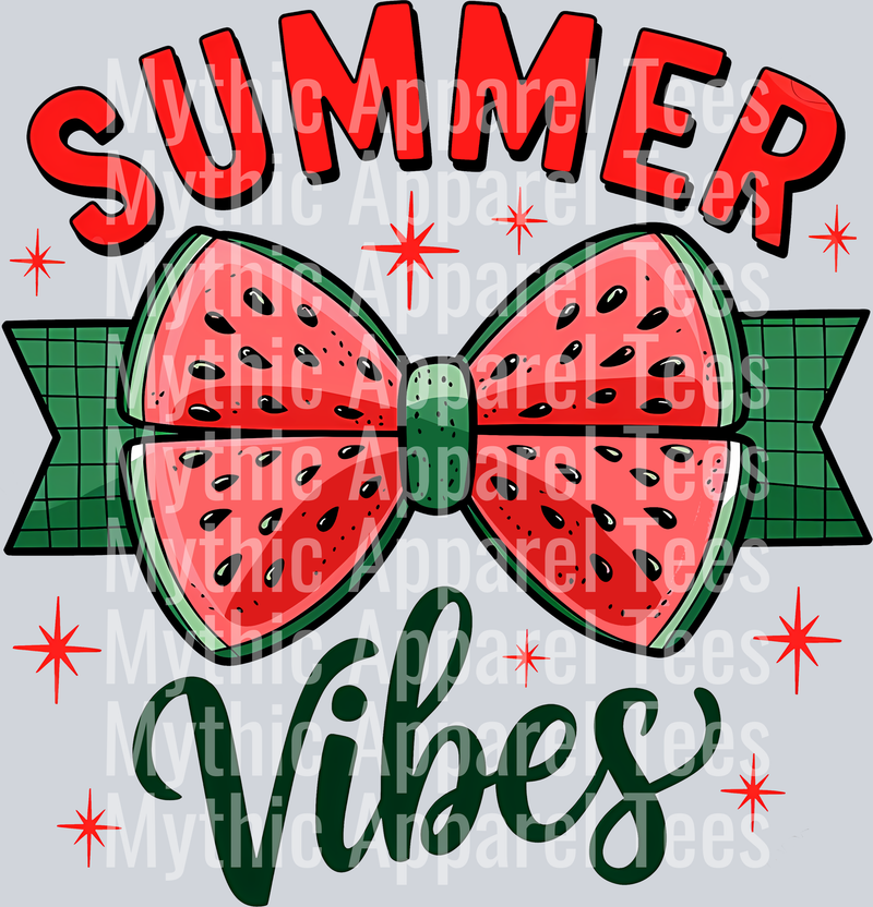 Summer Vibes Watermelon Bow Sublimation Design Summer Transfer
