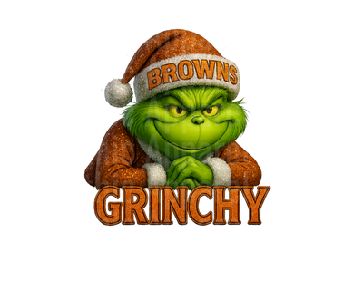 NFL Football Cleveland Browns Grinchy Grinch Santa Hat Christmas Glitter Design