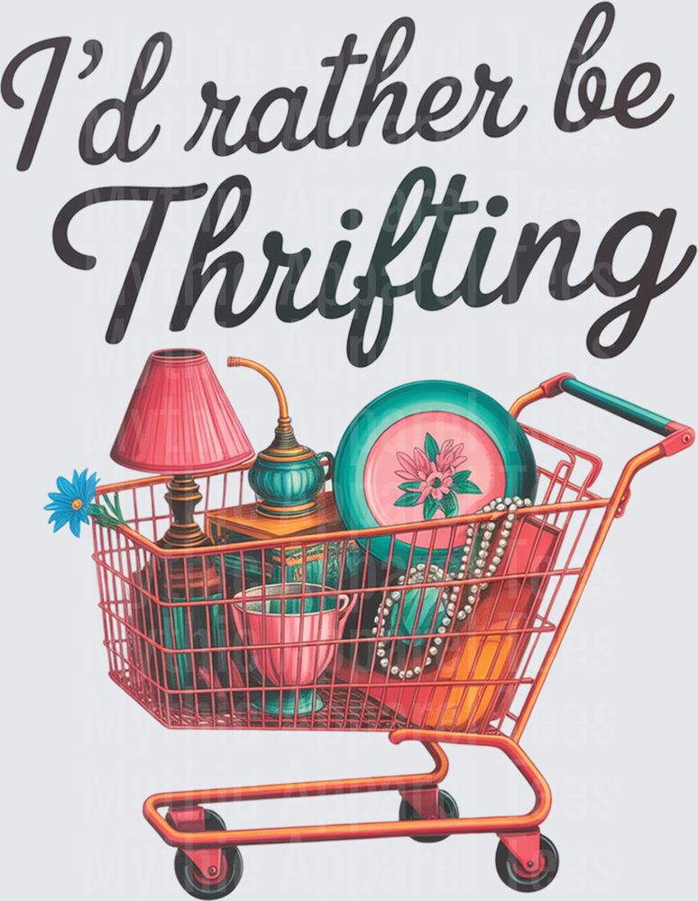 I'd Rather Be Thrifting Shopping Cart with Vintage Treasures