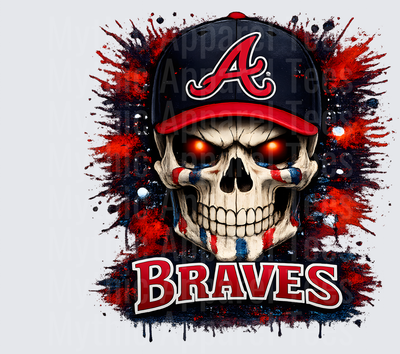 MLB Skulls Atlanta Braves Glowing Eyes Skull Cap Splatter