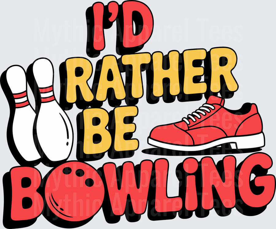 Bowling I'd Rather Be Bowling Pins Shoe Ball Retro Design
