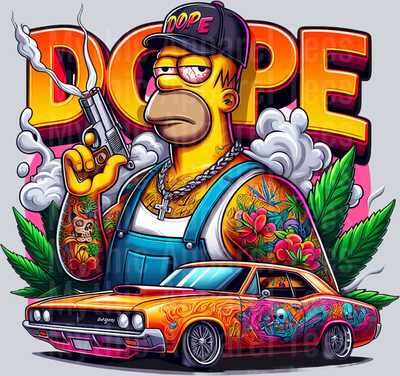 Homer Simpson Smoking Pop Culture DTF Weed Transfers