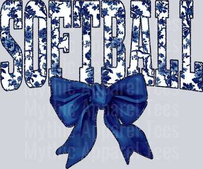 Navy Softball School Spirit & Sports College Font Floral Pattern