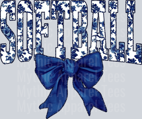 Navy Softball School Spirit & Sports College Font Floral Pattern