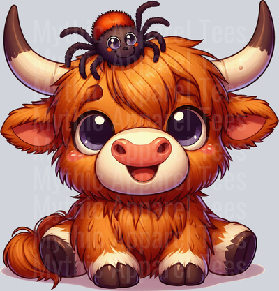 Cute cartoon halloween highland cow 2