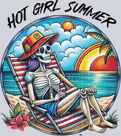 Hot Girl Summer Skull Girl at beach DTF Summer Transfers