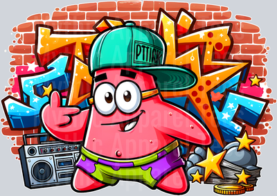 Patrick Starfish Graffiti DTF Pop Culture Transfers