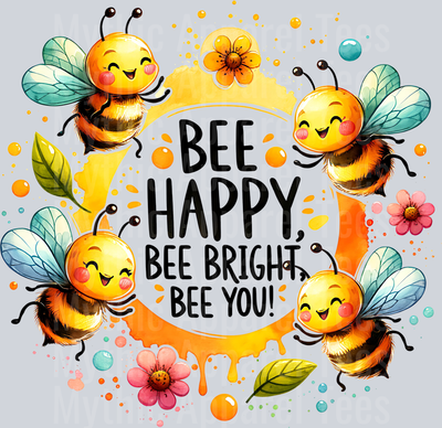 BEE HAPPY BEE BRIGHT BEE YOU WATERCOLOR PNG