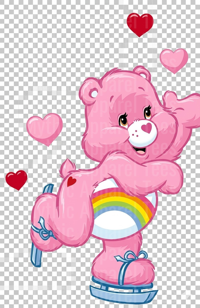 Care Bears Cheer Bear Ice Skating with Hearts Valentine's Day