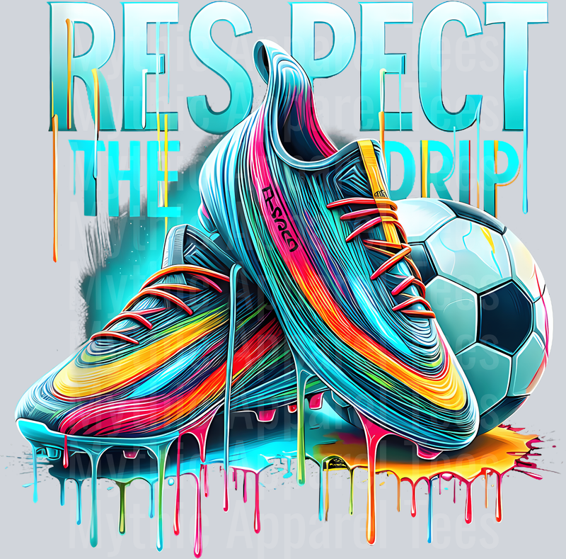 Funny Respect The Drip Soccer Ice Cream Drip With Sprinkles DTF Soccer Transfers