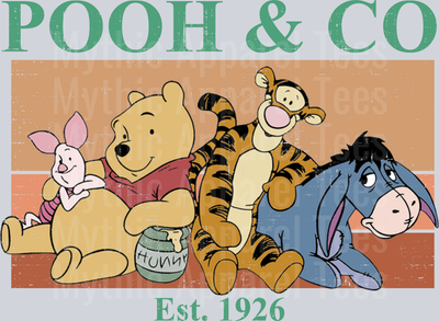 Pooh and Co Retro EST 1926 DTF Disney Transfers