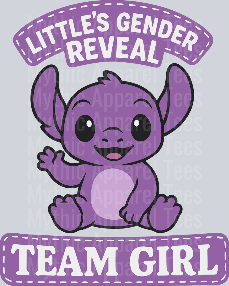 Littles Gender Reveal Team Girl Lilo and Stitch DTF Gender Reveal Transfers