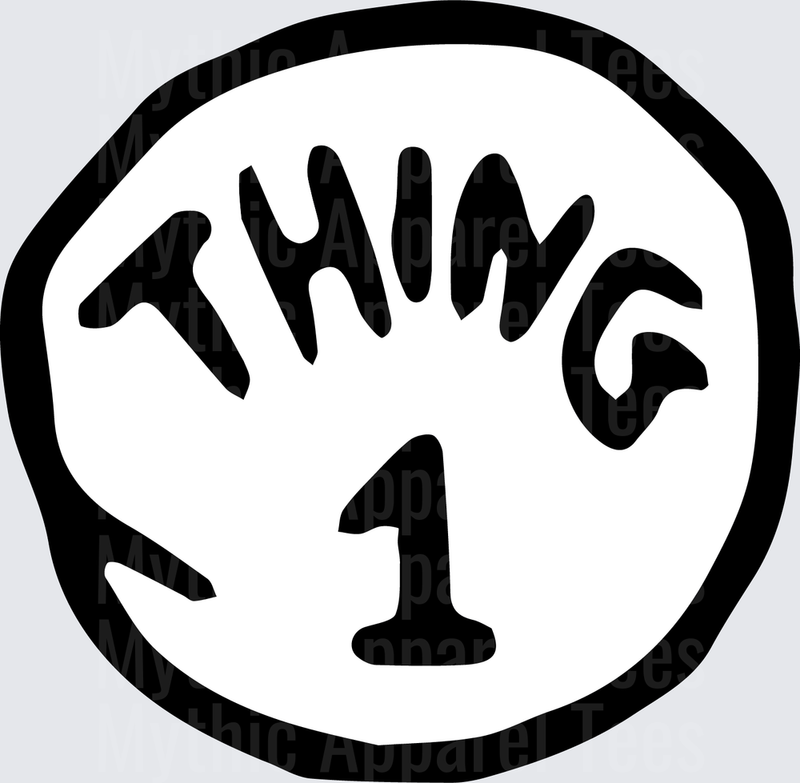 DR Seuss Thing 1 Black and White Circle Badge Logo