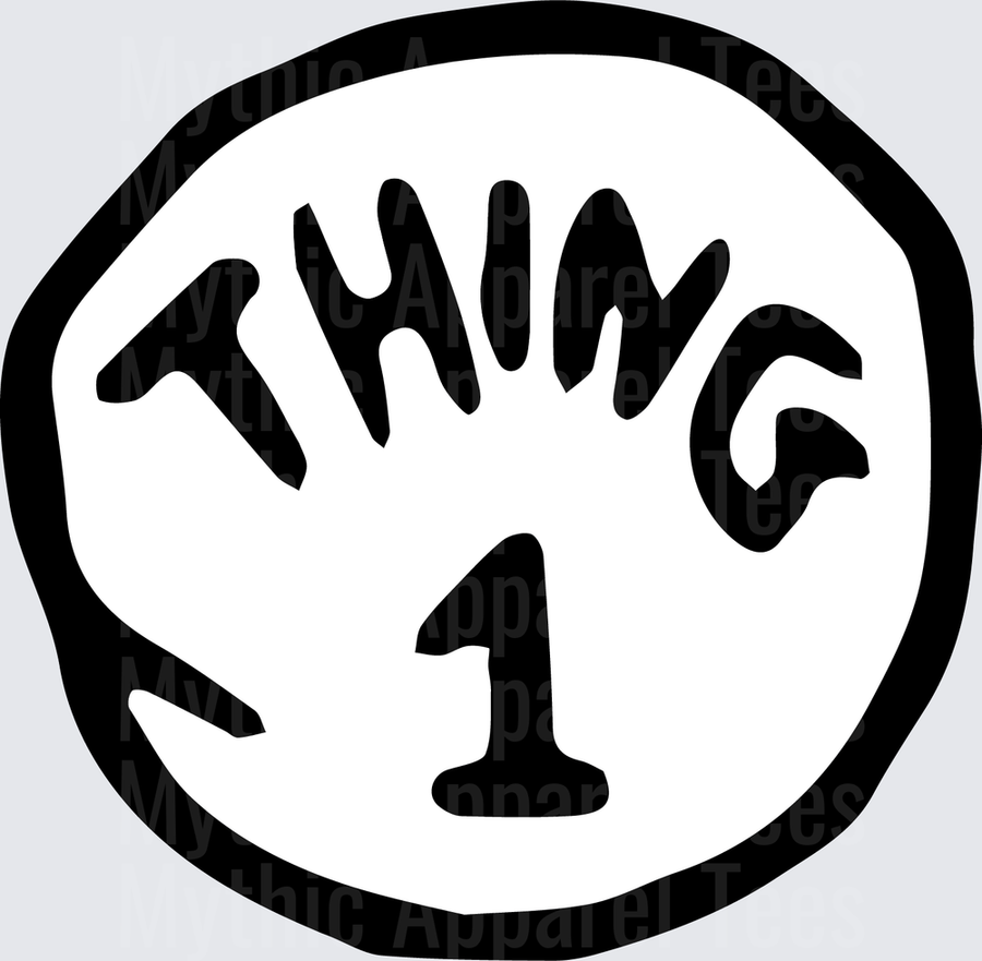DR Seuss Thing 1 Black and White Circle Badge Logo