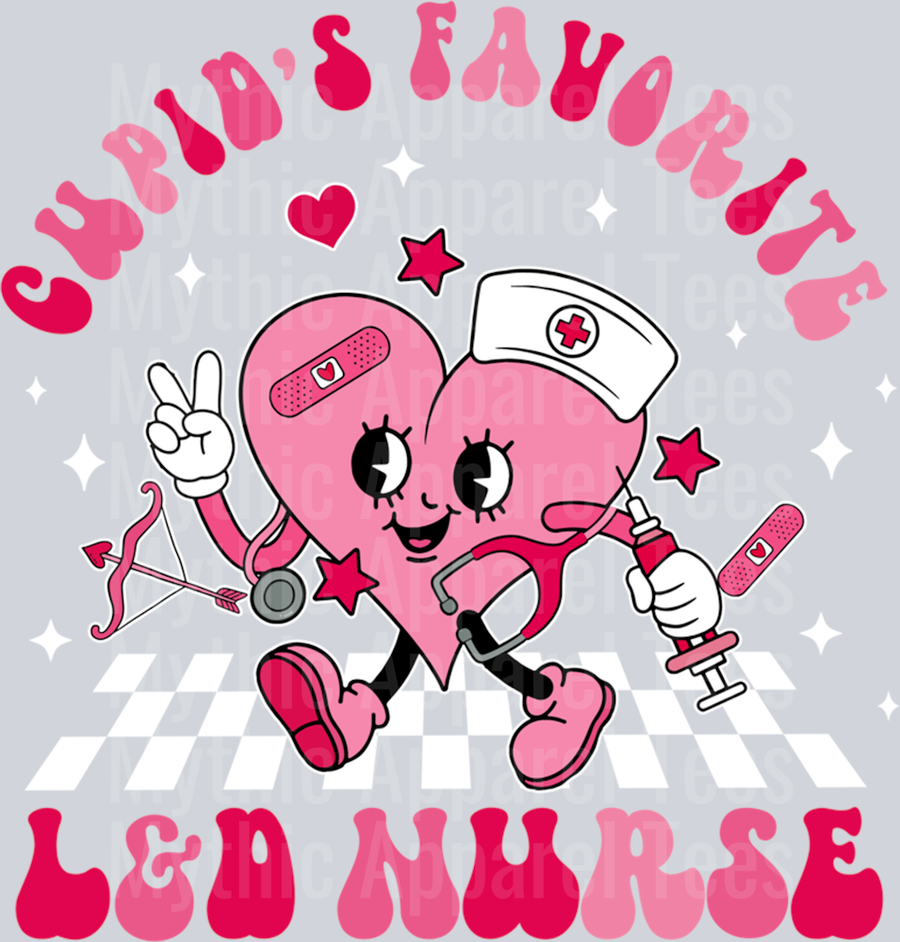 AZ857 Cute Cupids Favorite L&D Nurse Valentine Candy Heart Nursing Long Sleeve T-Shirt