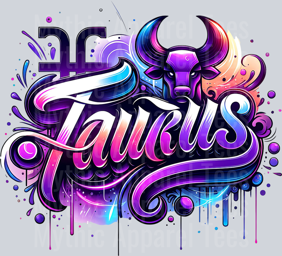Taurus Purple Sign DTF Zodiac Sign Transfers