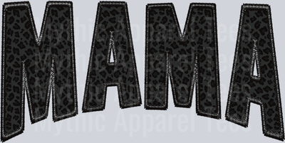 Black leopard embroidery mama DTF Mom Transfers