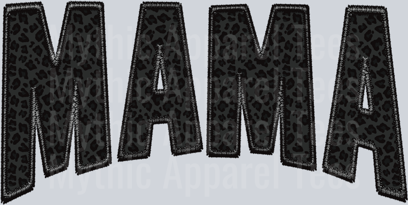Black leopard embroidery mama DTF Mom Transfers