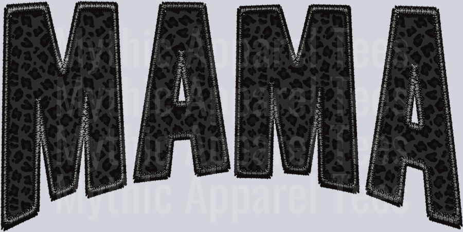 Black leopard embroidery mama DTF Mom Transfers