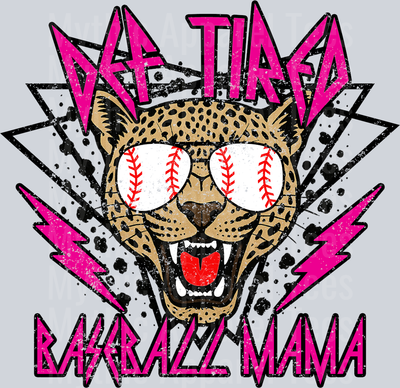 Pink Def Tired Baseball Mama School Spirit & Sports