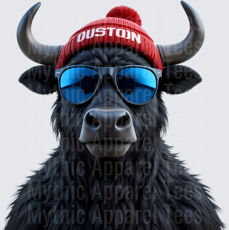 NFL Mascots Cool Buffalo Wearing Duston Red Beanie Blue Shades
