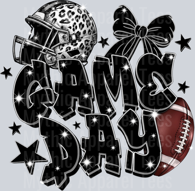 Game day football with glitter helmet cute DTF Sports Transfers