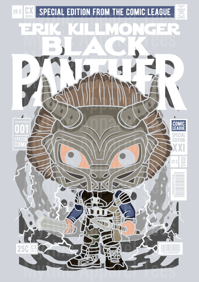 Erik Killmonger Black Panther Comic Book Cover STYLE DTF Pop Culture Transfers