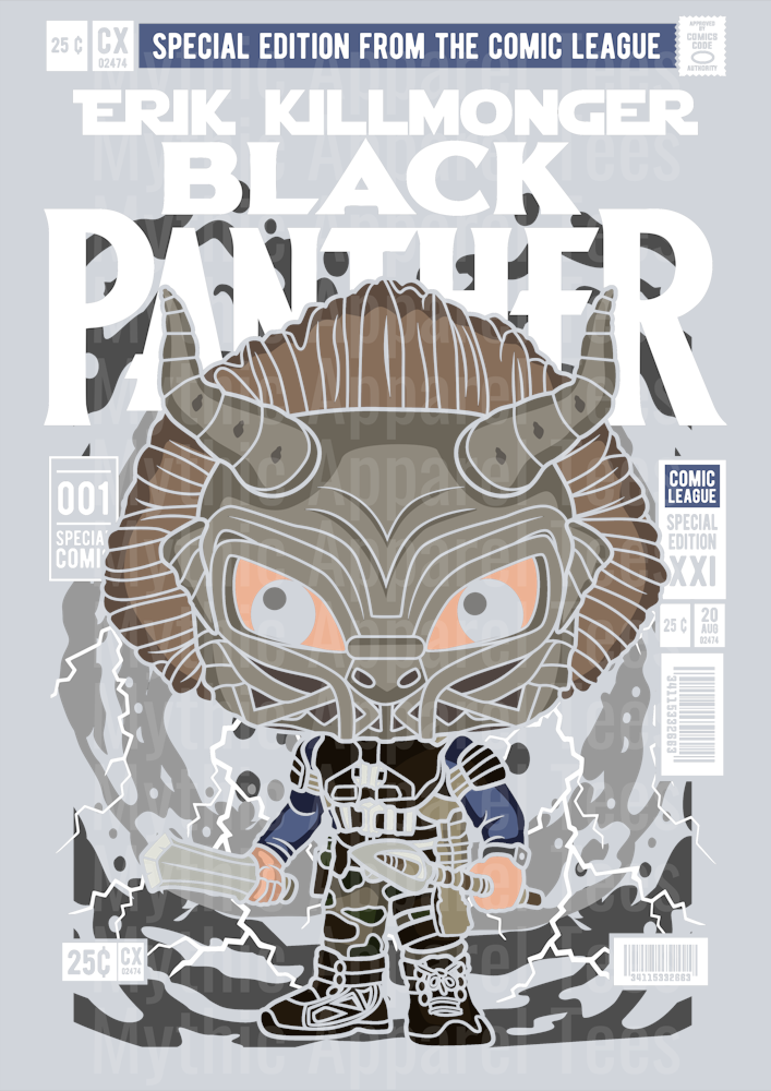 Erik Killmonger Black Panther Comic Book Cover STYLE DTF Pop Culture Transfers