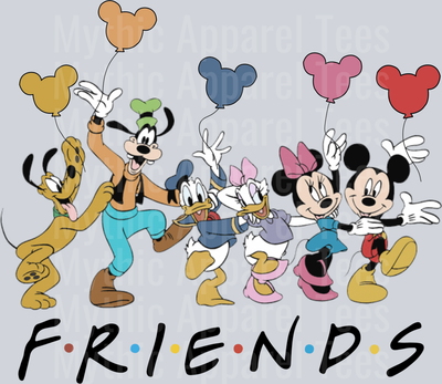 Friends Mickey Mouse F.r.i.e.n.d.s. Mickey balloons  DTF Disney Transfers