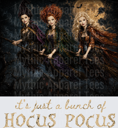 Sanderson Sisters Hocus Pocus Doll-Style Witches Flying Broomsticks Full Moon Halloween It's Just A Bunch Of Hocus Pocus