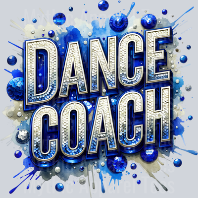 0016 Dance Coach Sequins Blue DTF Dance Coach Transfers