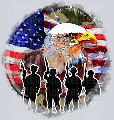 Honor Eagle with Soldiers in front Military DTF Patriotic Transfers
