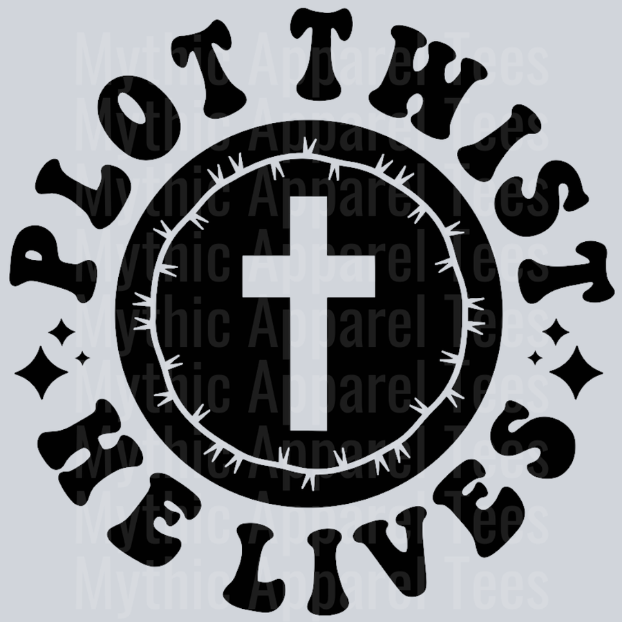 Plot Twist He Lives Pocket Design Wavey Retro Style Funny Shirt Design