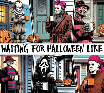 Waiting for Halloween Like Freddy Michael Scream Ghostface Pennywise Jason 3 Halloween DTF horror Movie Transfers