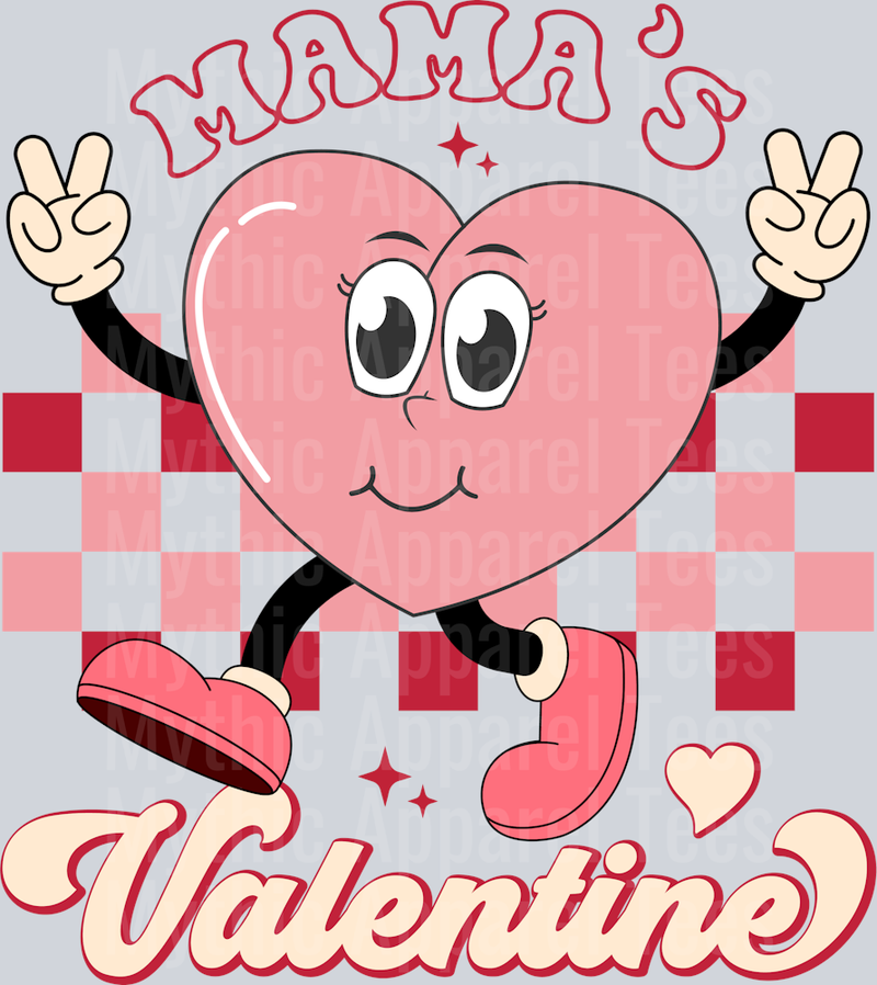 Mama's Valentine Pink Checkers DTF Valentines Day Transfers