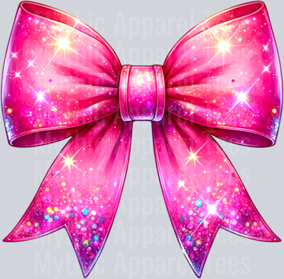 Pink Bow Glitter with Shimmers DTF Bow Transfers