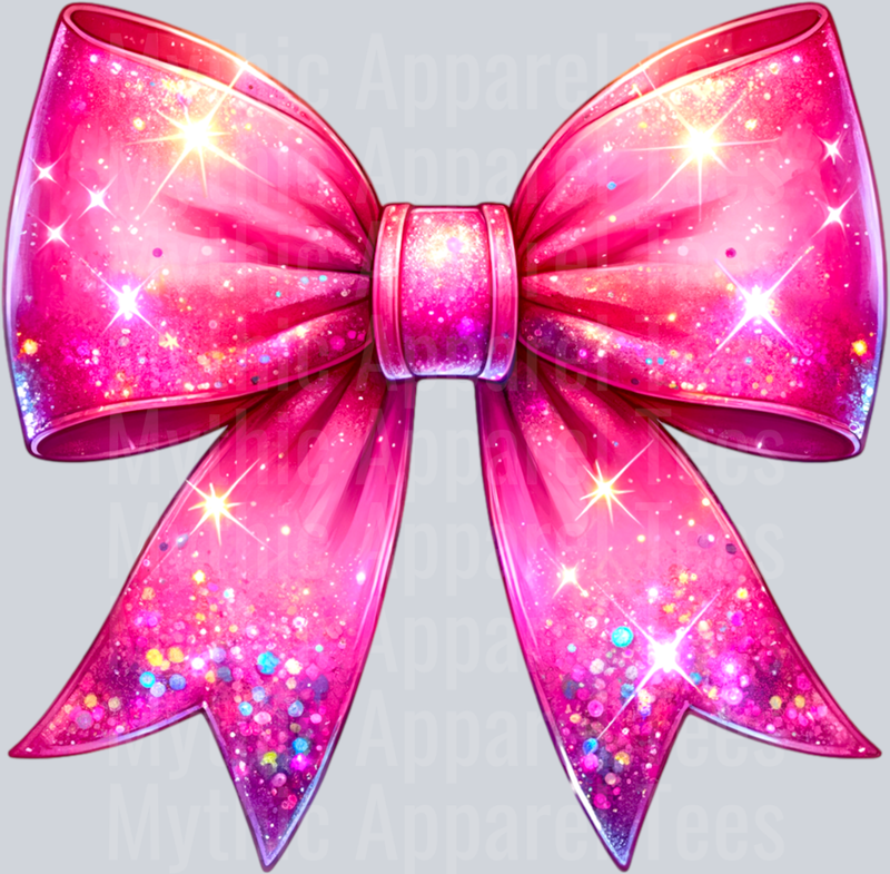 Pink Bow Glitter with Shimmers DTF Bow Transfers