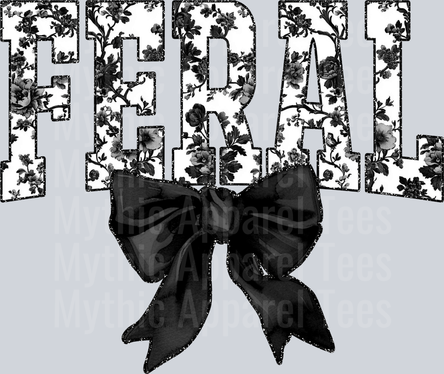 Black Feral College Font With Bow Floral Pattern Feral Life