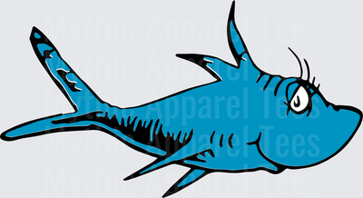 DR Seuss Blue Fish One Fish Two Fish Style Illustration