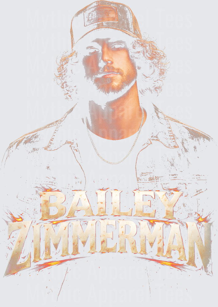 Bailey Zimmerman Fire Text Portrait Halftone Graphic